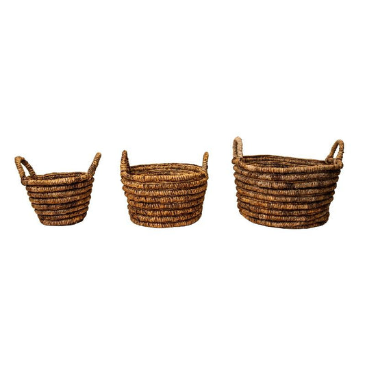 Almir Natuurlijke Zeegrasmand Set Van 3 Rond 43x50x50 cm