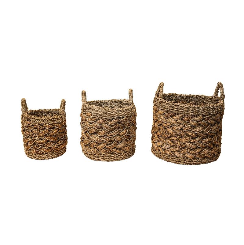 Izely Natuurlijke Zeegrasmand Set Van 3 Rond 50x45x45 cm