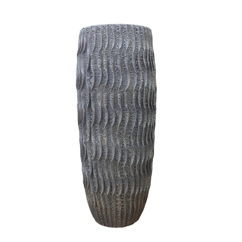 Vanesia Grijs Terracotta Golvende Structuur Pot Hoog L 180x75x75 cm