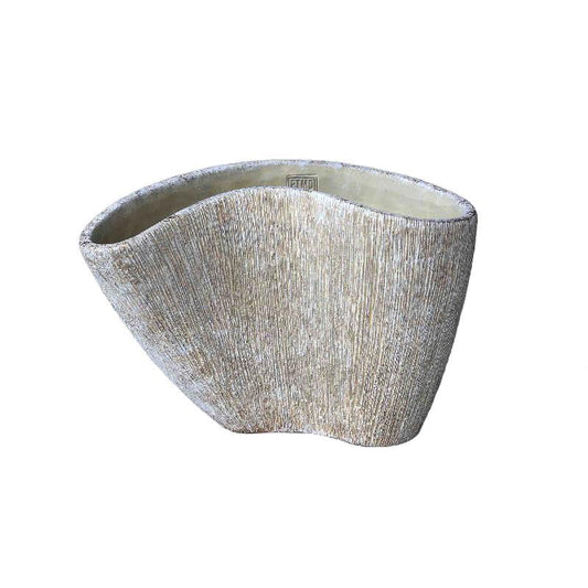 Destri Crème Cement Vaas Organische Vorm Set van 2 25x39x20 cm