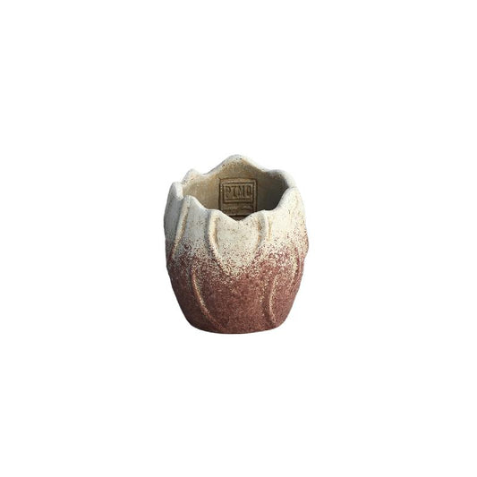 Ryla Lichtroze Cement Pot Golvend Ontwerp Rond Set van 12 Stuks 11x9x9 cm