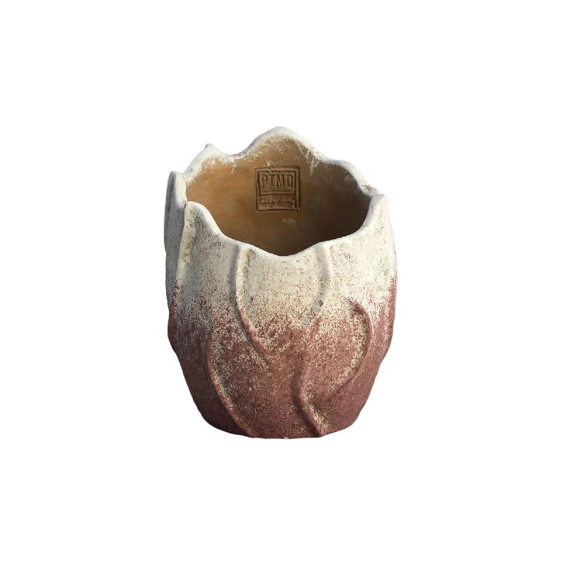 Ryla Lichtroze Cementpot Golf Design Rond Set van 8 Stuks M 20x16x16 cm