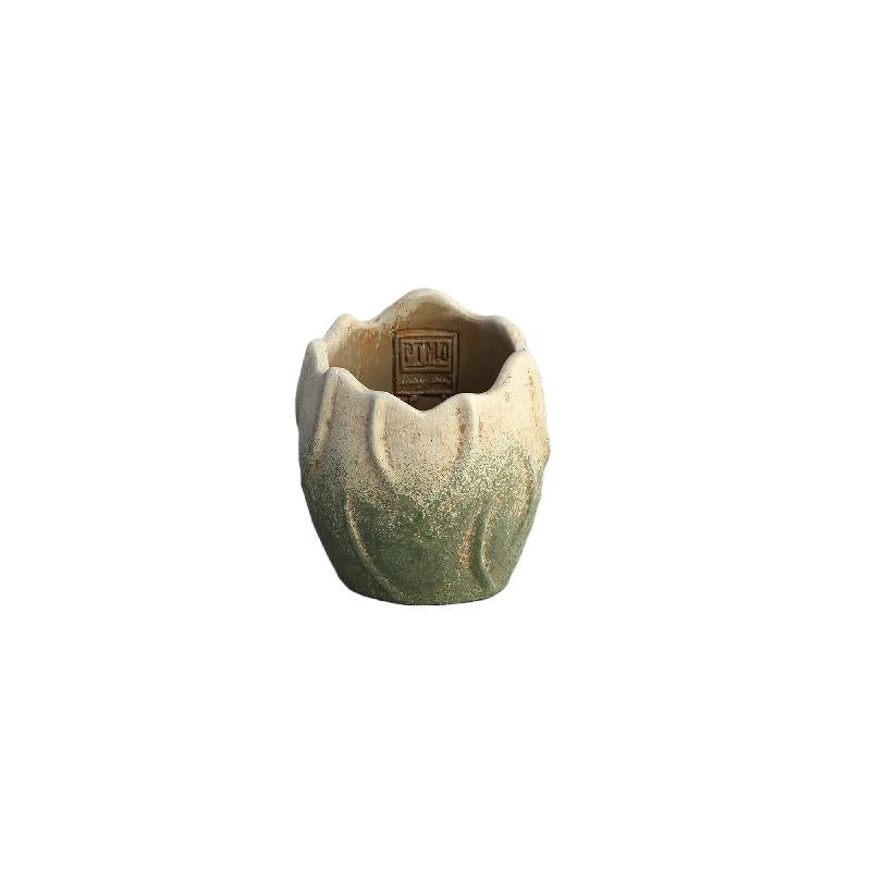 Ryla Groene Cement Pot Golvend Design Rond XS – Set van 12 11x9x9 cm