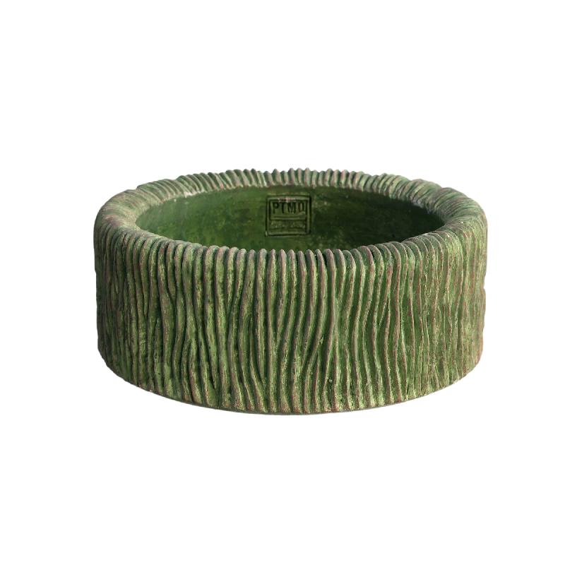 Jacyln Mos Groen Cement Schaal Rond Strepen Set van 6 Stuks 12x25x25 cm