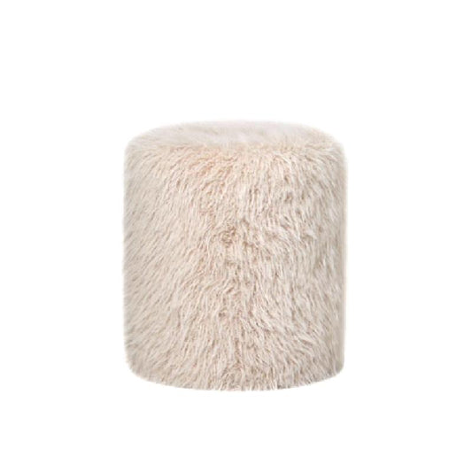 Hair Beige Stoffen Poef Rond 47x40x40 cm