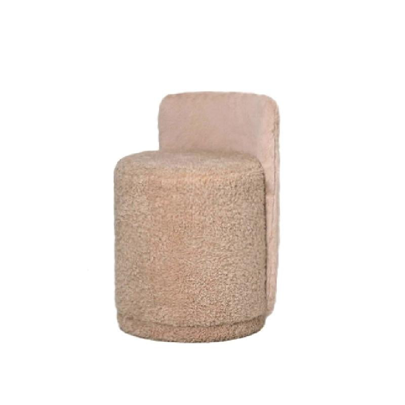 Brandon Beige Poef Met Rugleuning Rond 68x45x46 cm