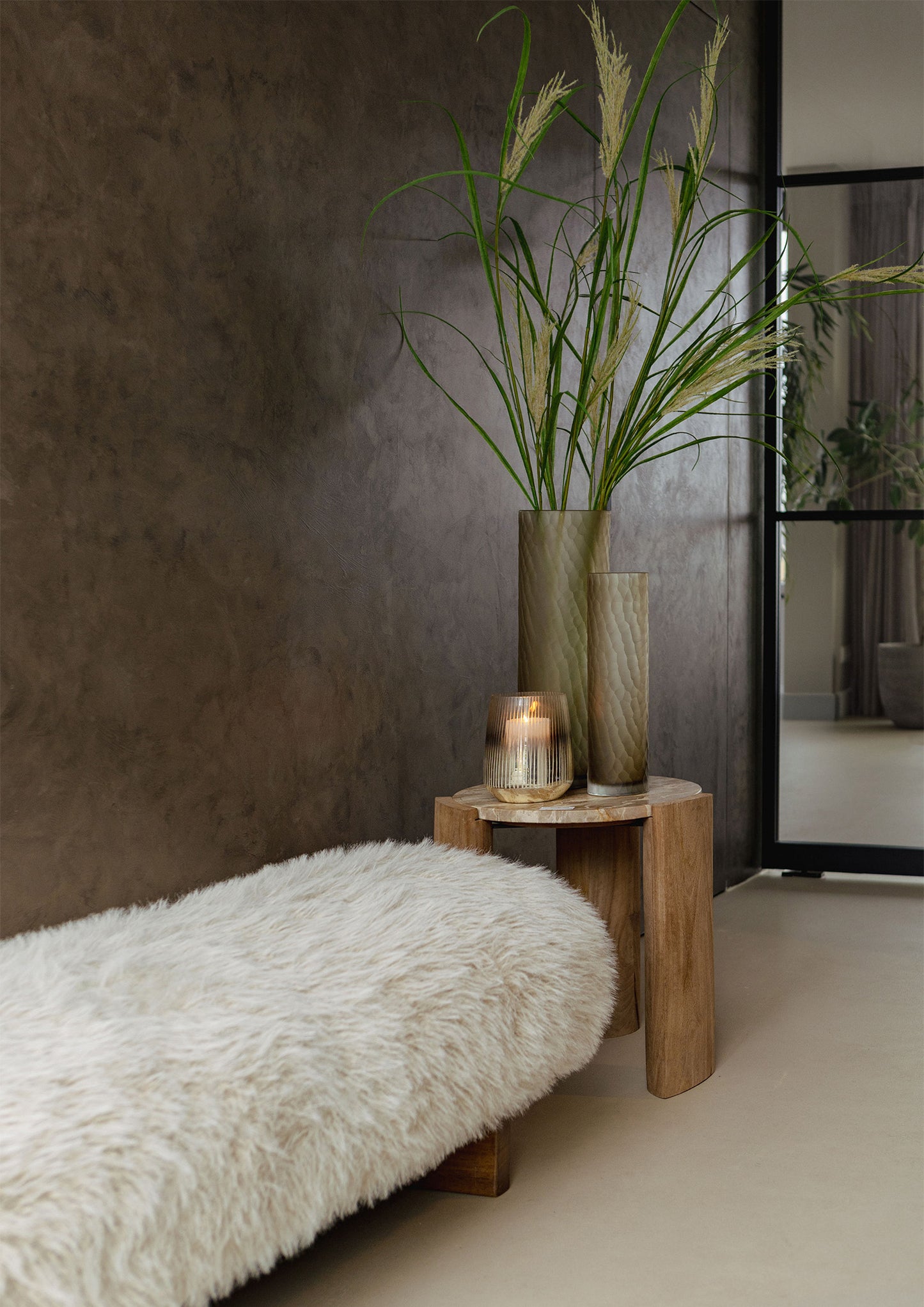 Hair Beige Zitbank Met Houten Poten 41x141x45 cm
