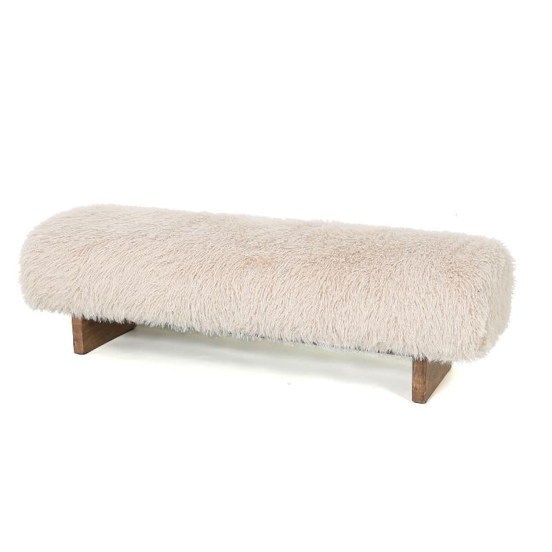 Hair Beige Zitbank Met Houten Poten 41x141x45 cm