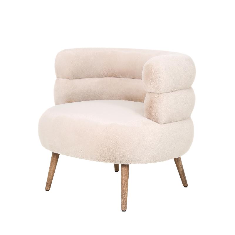 Nelly Beige Fauteuil met Kunstbont 70x76x75 cm