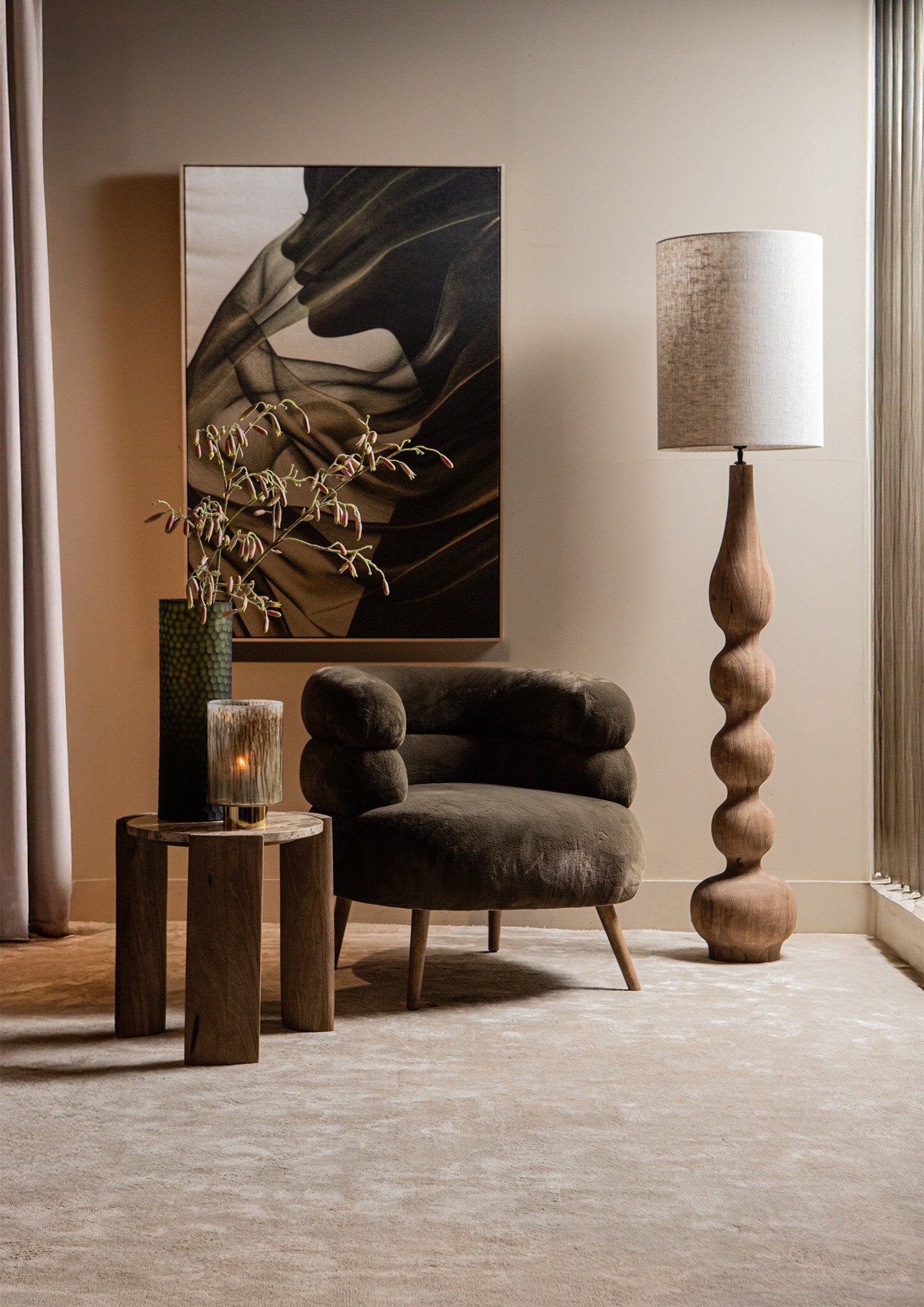 Nelly Donkerbruine Fauteuil met Fluffy Stof 70x76x75 cm