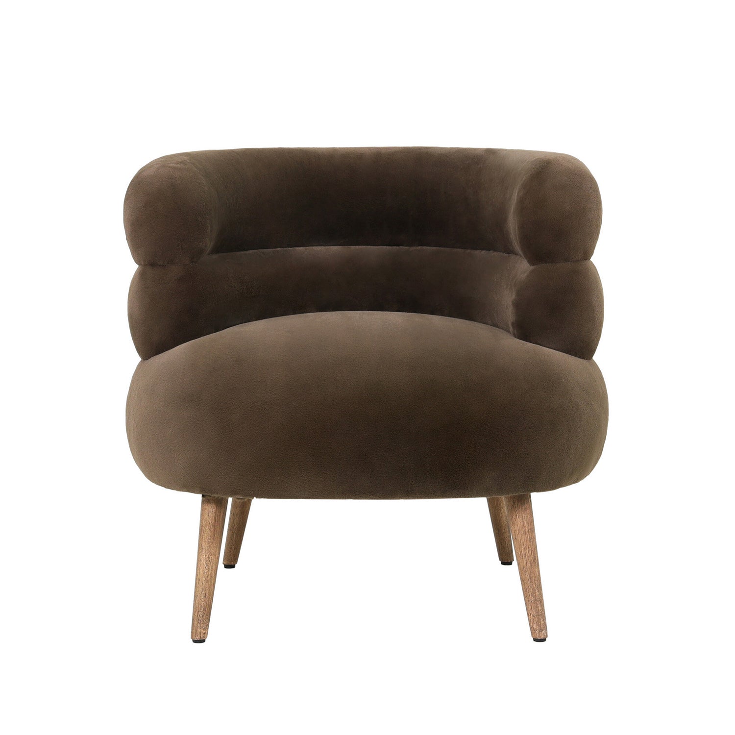 Nelly Donkerbruine Fauteuil met Fluffy Stof 70x76x75 cm