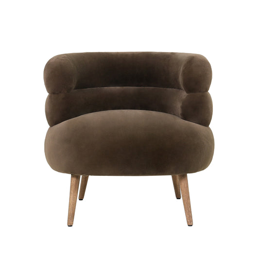 Nelly Donkerbruine Fauteuil met Fluffy Stof 70x76x75 cm