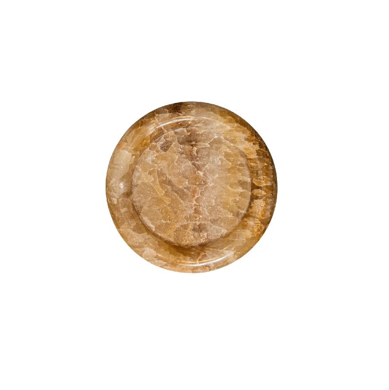 Jiren Onyx Honingraatwit Rond Bord Met Dik Randje S 5x25x25 cm