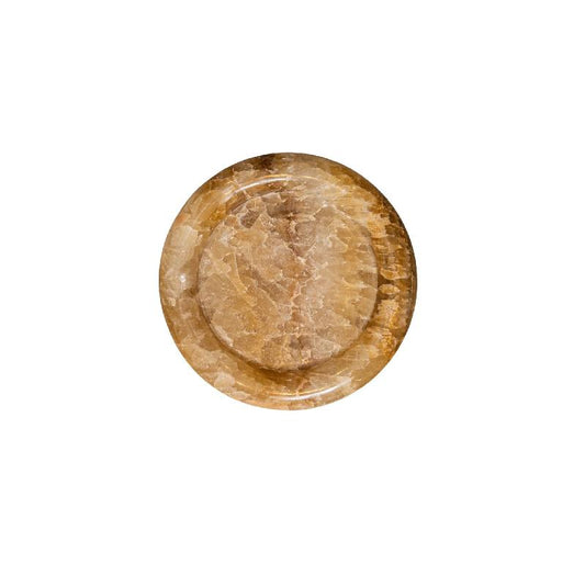 Jiren Onyx Honingraatwit Rond Bord Met Dik Randje S 5x25x25 cm