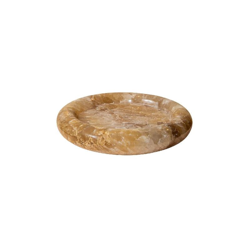 Jiren Onyx Honingraatwit Rond Bord Met Dik Randje S 5x25x25 cm
