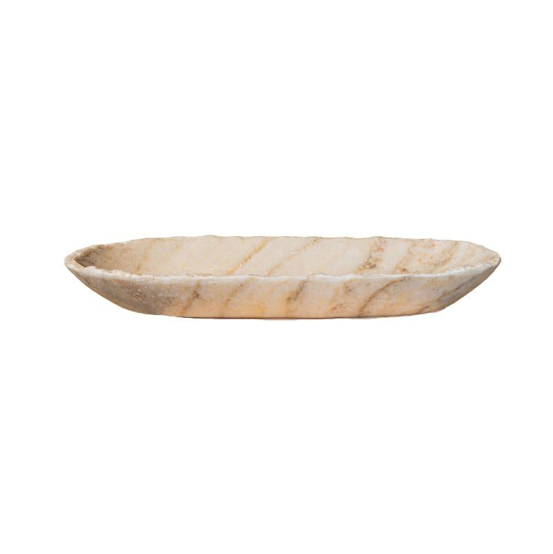 Draya Onyx White Organische Ovale Schaal Klein 6x50x20 cm