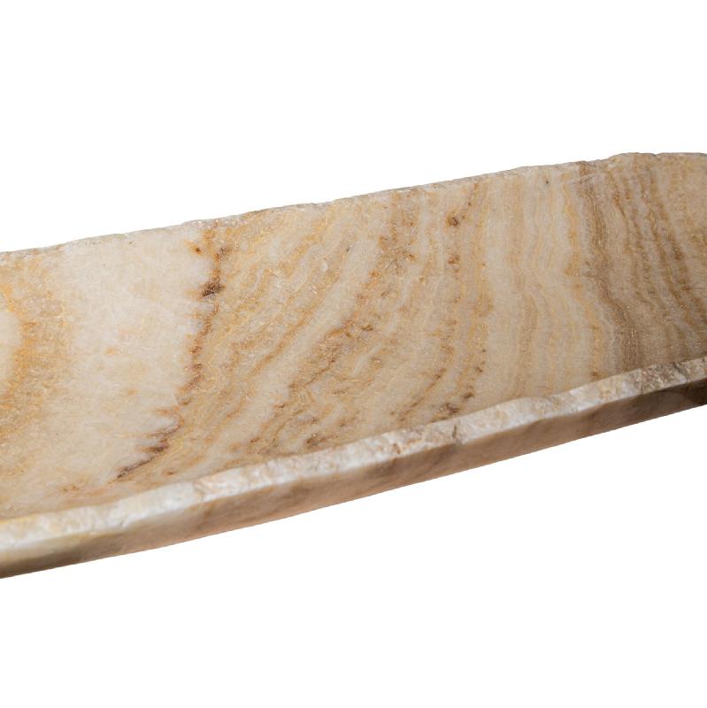 Draya Onyx White Organische Ovale Schaal Groot 6x70x20 cm