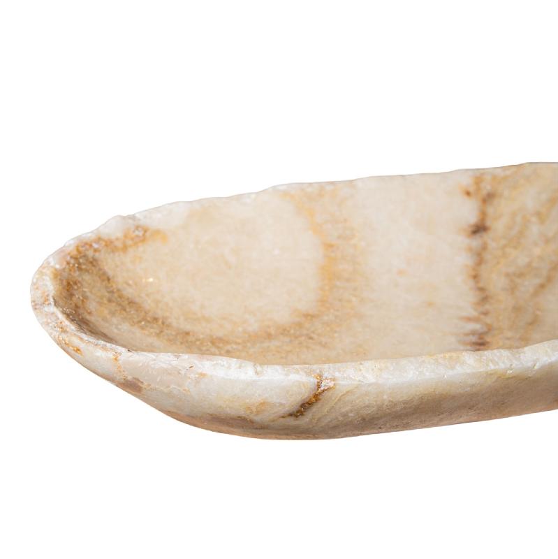 Draya Onyx White Organische Ovale Schaal Groot 6x70x20 cm