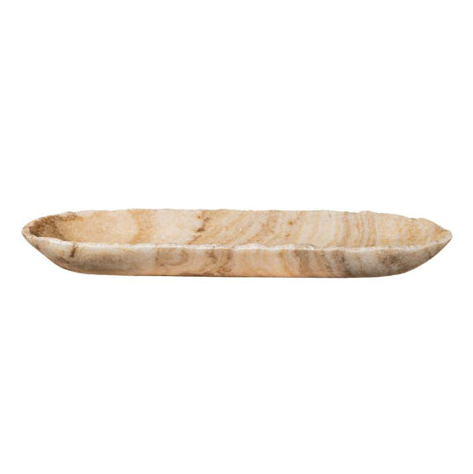 Draya Onyx White Organische Ovale Schaal Groot 6x70x20 cm