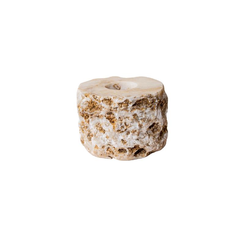 Yustin Onyx Honey Theelichthouder Rond Rough S 8x10x10 cm