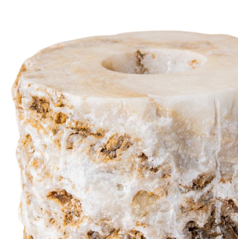 Yustin Onyx Honey Theelichthouder Rond Rough S 8x10x10 cm