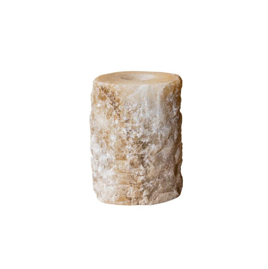 Yustin Onyx Honey Theelichthouder Rond Ruw L 15x12x12 cm