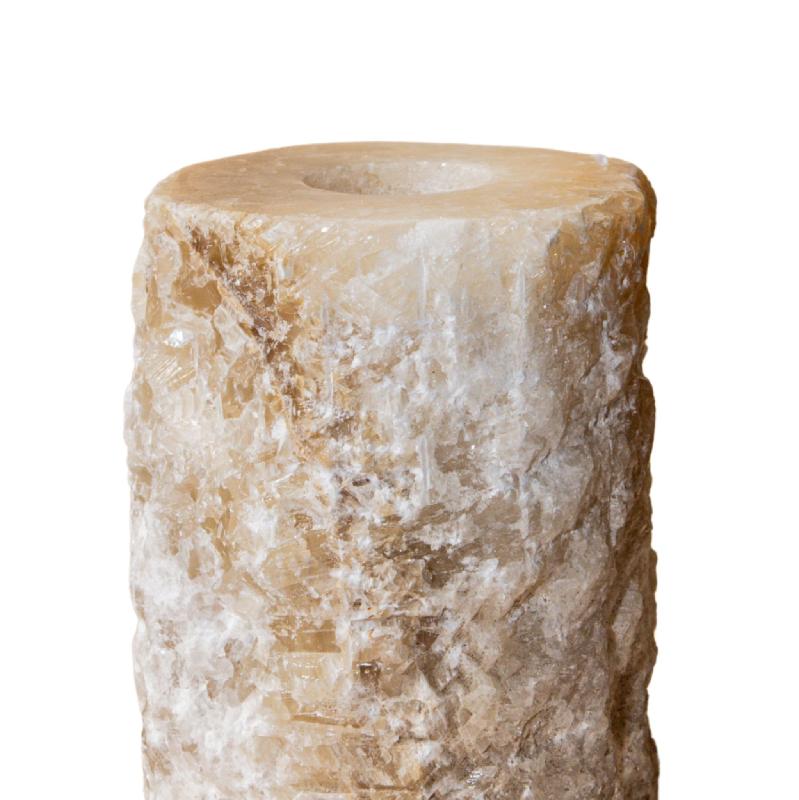 Yustin Onyx Honey Theelichthouder Rond Ruw L 15x12x12 cm