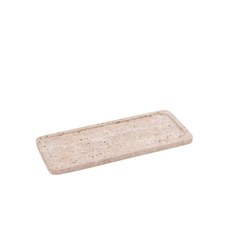 Brence Natuurlijke Travertijn Rechthoekige Schaal M - Set van 2 Stuks 1.5x35x14 cm