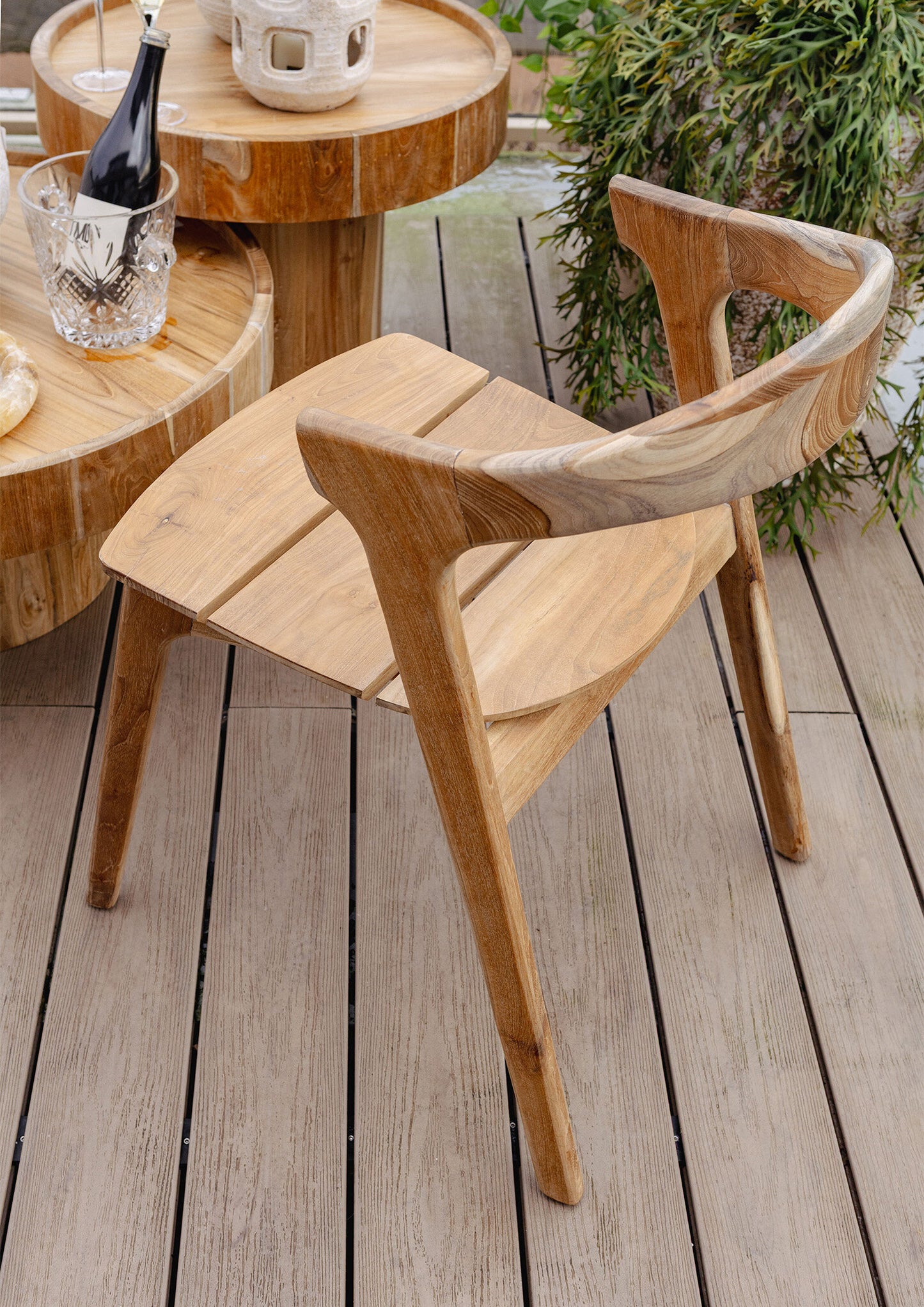 Tiera Naturel Eetkamerstoel Teak Set van 2 76x56x51 cm