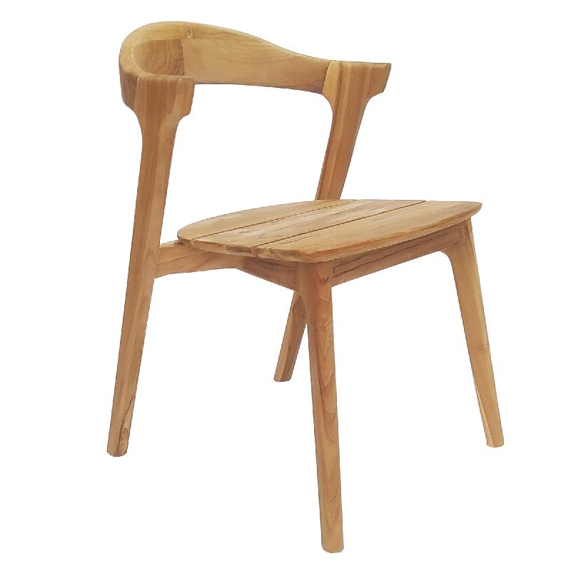 Tiera Naturel Eetkamerstoel Teak Set van 2 76x56x51 cm