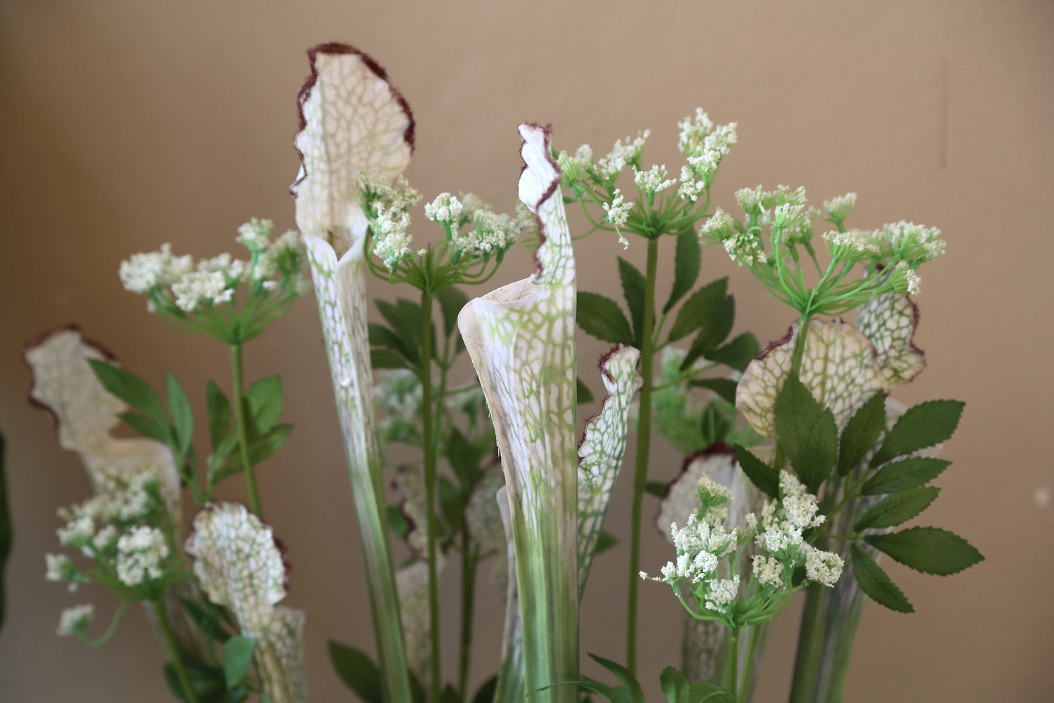 Leaves Plant Groene Planten in Glazen Vaas - Set van 2 55x25x10 cm
