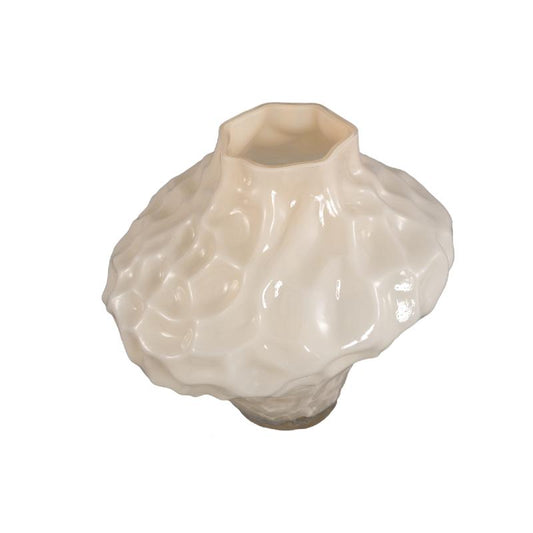 Moises Crème Glazen Vaas Onregelmatig Gedeuveld Set van 2 Stuks L 25.5x27x27 cm