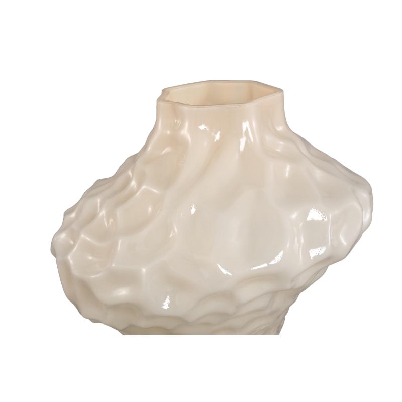 Moises Crème Glazen Vaas Onregelmatig Gedeuveld Set van 2 Stuks L 25.5x27x27 cm