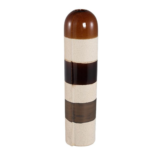 Dorlean Beige Keramische Vaas Rond Streepdesign Set van 2 52x12.5x12.5 cm