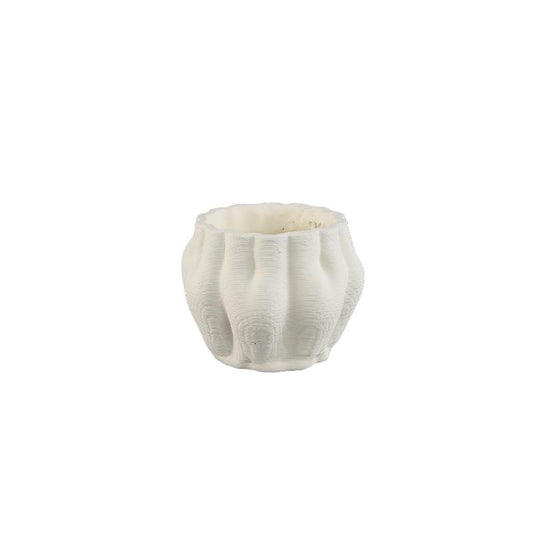 Romen Witte Cement Golfribbed Pot 3D Look S - Set van 12 9x12x12 cm