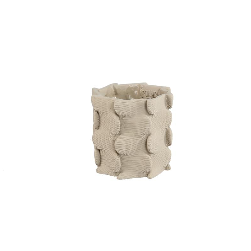Norma Beige Cement Ronde Pot Set van 12 Stuks 3D Extensions M 14x15.5x15.5 cm