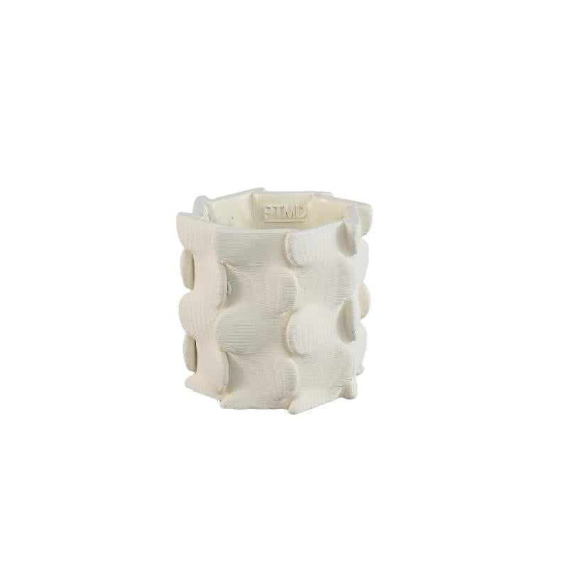 Norma Witte Cement Ronde Pot 3D Extensions M – Set van 12 Stuks 14x15.5x15.5 cm