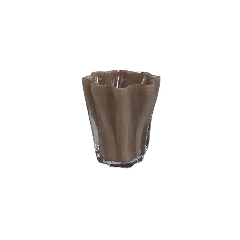 Rilie Taupe Glazen Theelicht Onregelmatige Vorm - Set van 12 11x10x10 cm