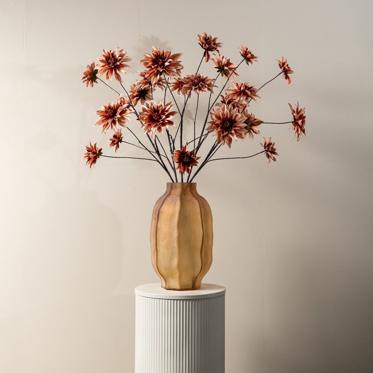 Dahlia Flower Perzik Bloementak Set van 12 Stuks 34x111x34 cm