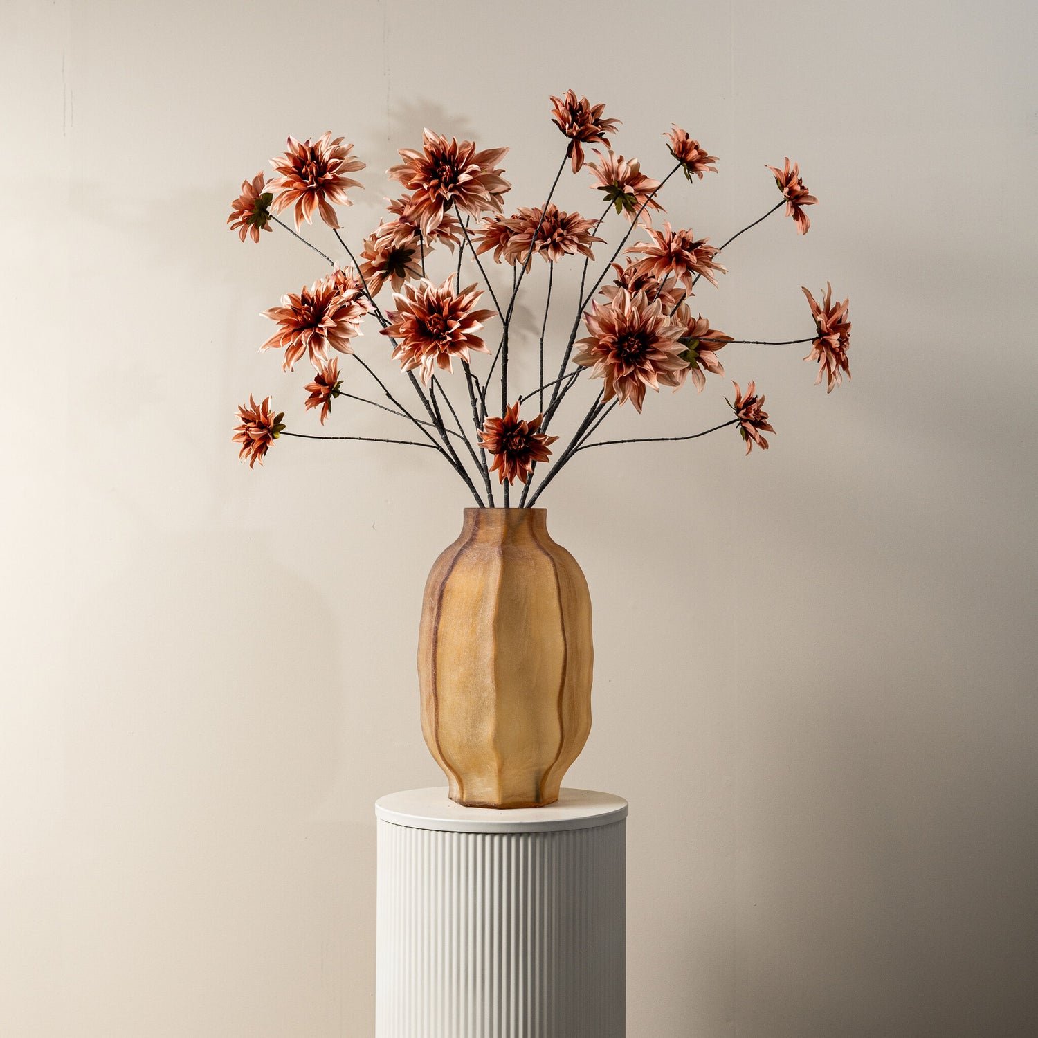 Dahlia Flower Perzik Bloementak Set van 12 Stuks 34x111x34 cm