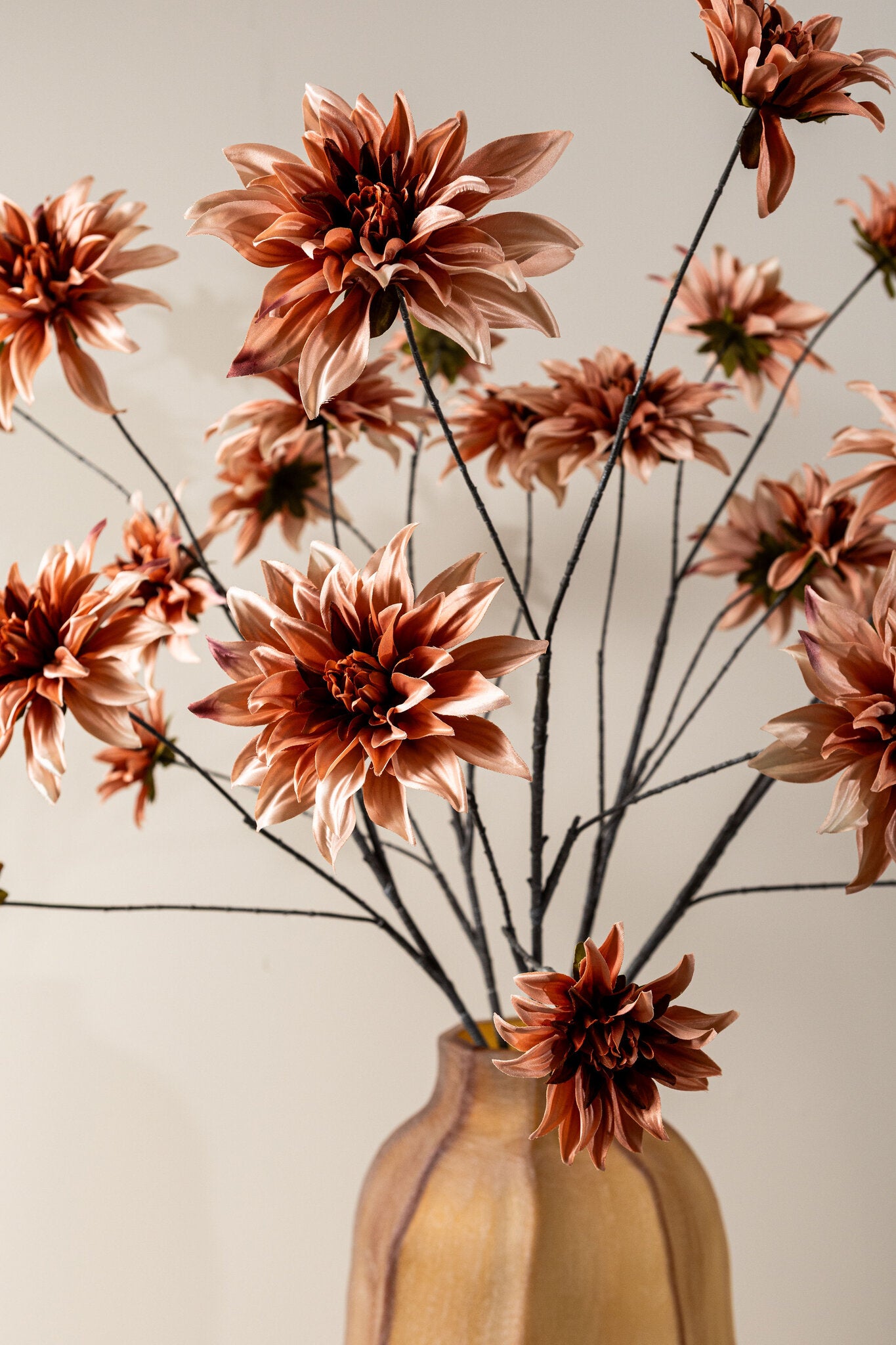 Dahlia Flower Perzik Bloementak Set van 12 Stuks 34x111x34 cm