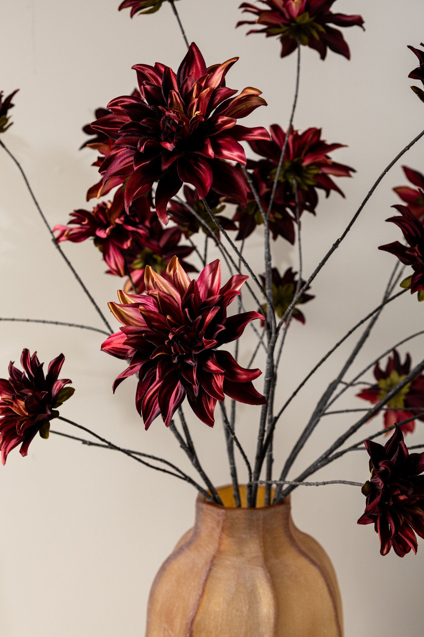 Dahlia Flower Bourgondische Bloem Set van 12 Stuks 34x111x34 cm