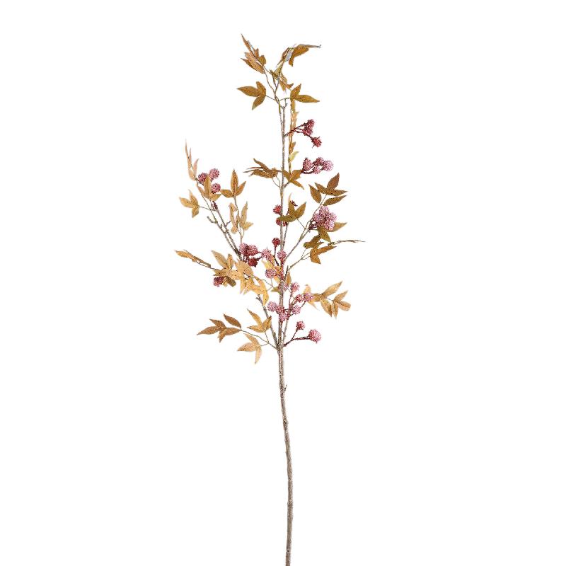 Leaves Plant Paarse Bladeren Spray met Bessen - Set van 6 Stuks 124x22x11 cm
