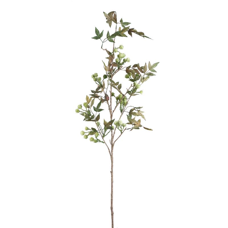 Leaves Plant Mos Groene Bladeren Spray Met Bessen - Set Van 6 Stuks 124x22x11 cm