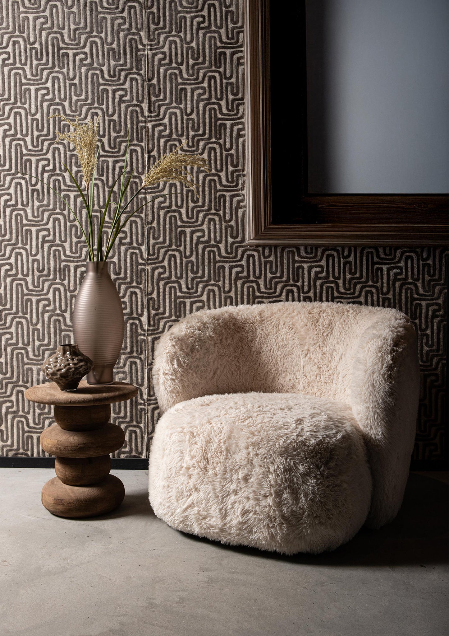 Aphrodite Fauteuil Small Fur Beige 75x88x87 cm