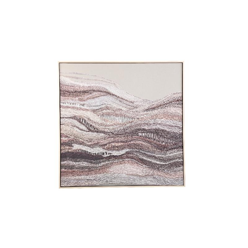 Kirti Zandkleurig Vierkant Wandpaneel met Textiel 82x82x5 cm