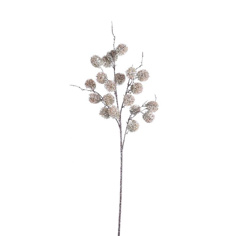 Twig Plant Beige Pom Pom Spray Set van 12 Stuks 91x50x32 cm