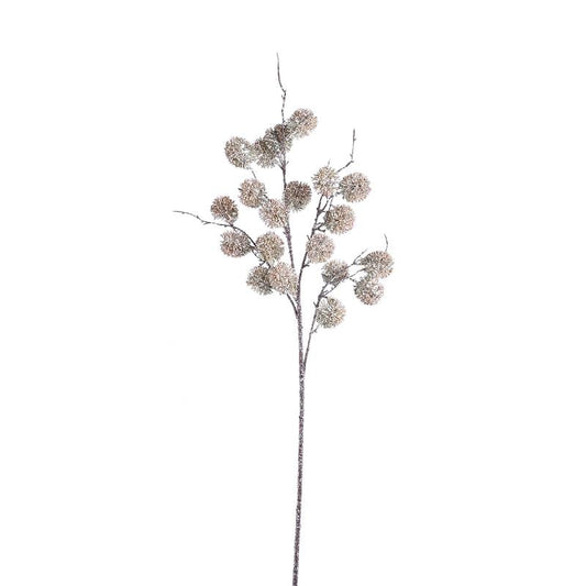 Twig Plant Beige Pom Pom Spray Set van 12 Stuks 91x50x32 cm