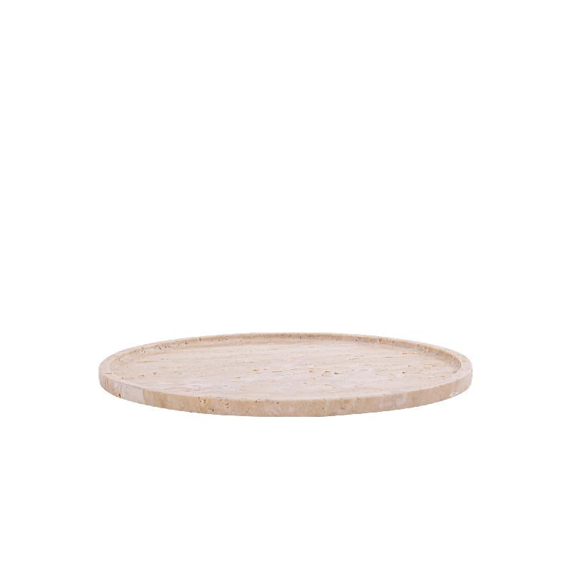 Brence Natuurlijke Travertijn Rond Dienblad M 1.5x35x35 cm