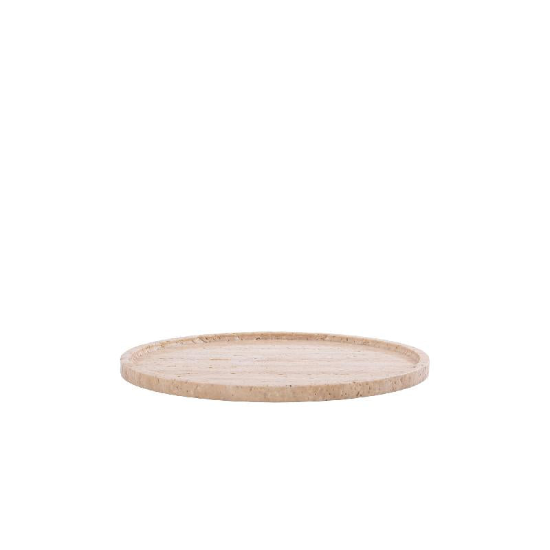 Brence Natuurlijke Travertijn Rond Dienblad Set van 2 Stuks 1.5x30x30 cm